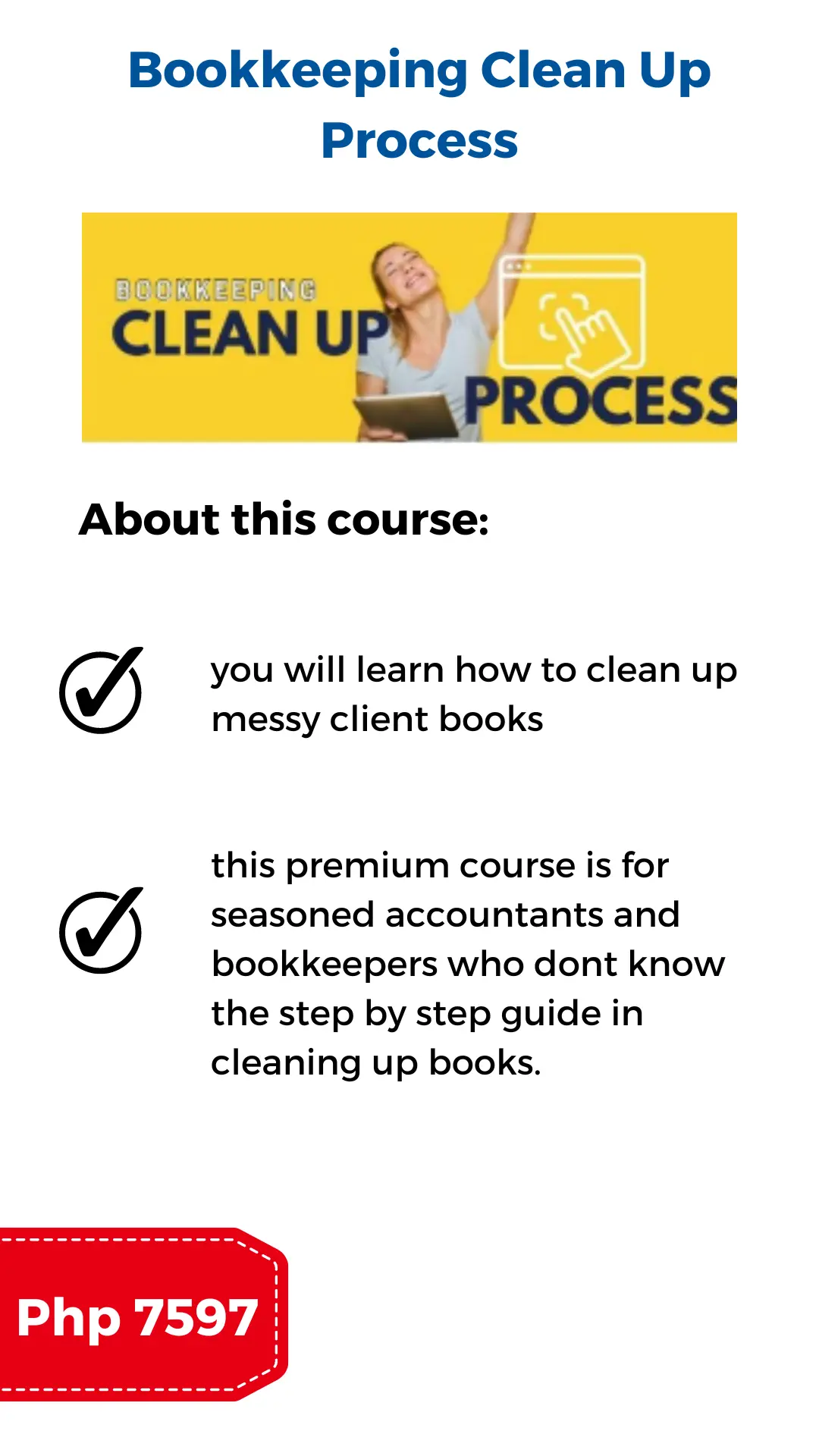 image with online course message - bookkeeping cleanup course