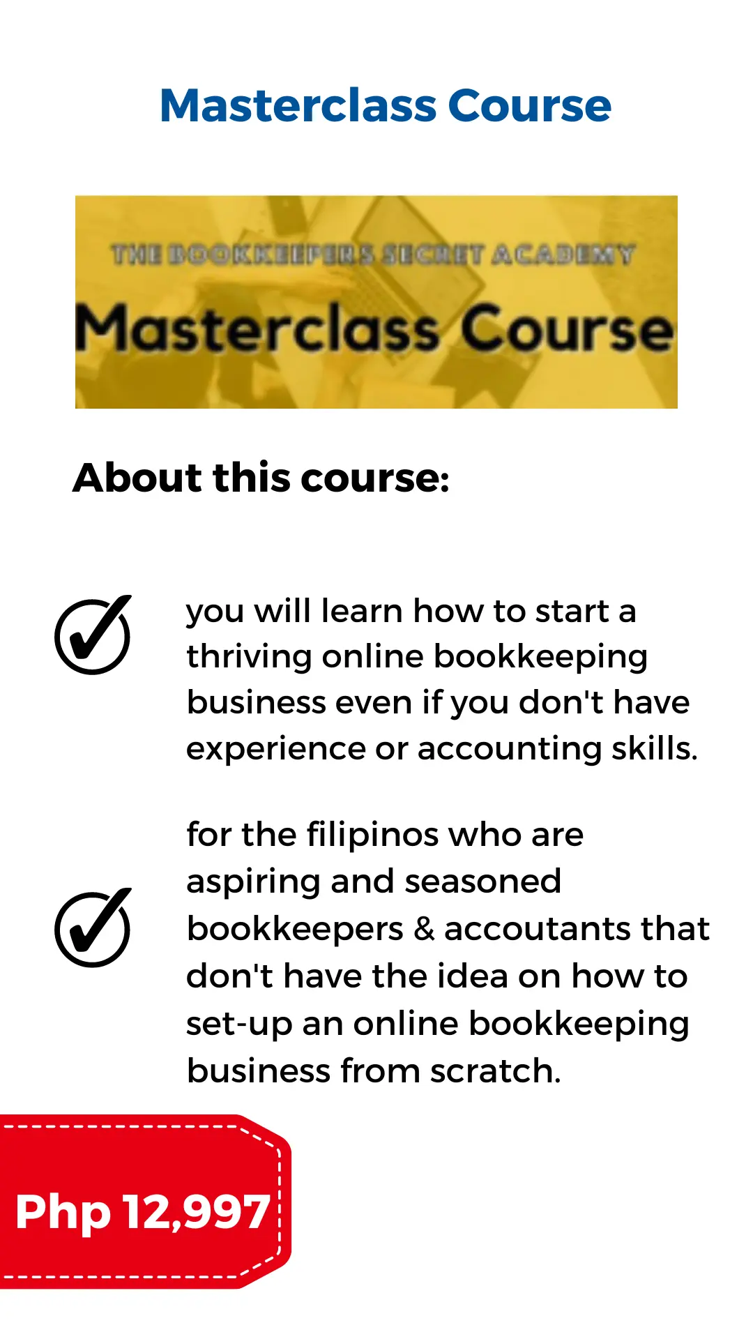 image with online course message - master class course